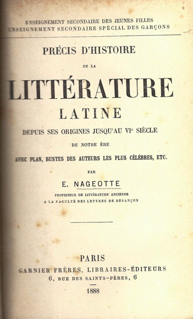 Precis D'histoire De La Litterature Latine - Encadernacao Original