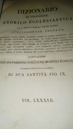 Dizionario Di Erudizione Storico-ecclesiatica - Vol. Lxxxvii - Reencadernado