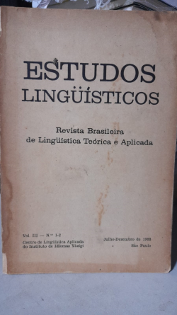 Estudos Linguisticos - V. Iii Julho/dezembro De 1968 Numero 1-2