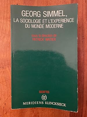 Georg Simmel La Sociologie Et Lexperience Du Monde Moderne