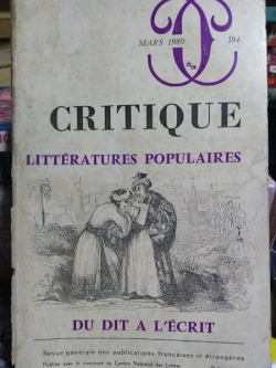 Critique Litteratures Populaires - Du Dit A Lecrit