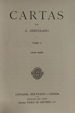 Cartas De A. Herculano - Tomo I - Reencadernado