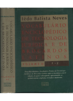 Vocabulario Enciclopedico De Tecnologia Juridica E De Brocardos Latinos V. 02 F-z