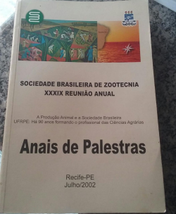 Anais De Palestra Xxxix Reuniao Anual - A Producao Animal E A Sociedade Brasileira Ufrpe - Ha 90 Anos Formando O Profissional Das Ciencias Agrarias