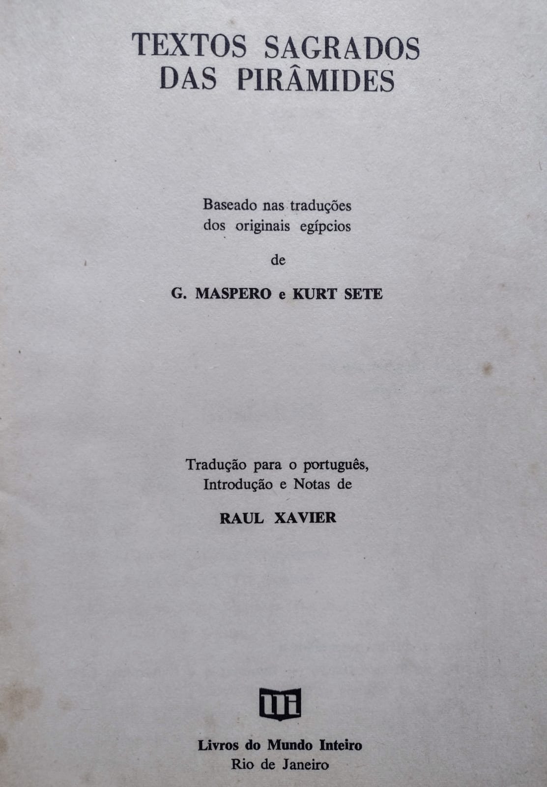 Textos Sagrados Das Piramides - Reencadernado