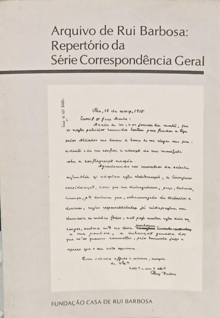 Arquivo de rui barbosa - Repertorio da serie correspondencia geral