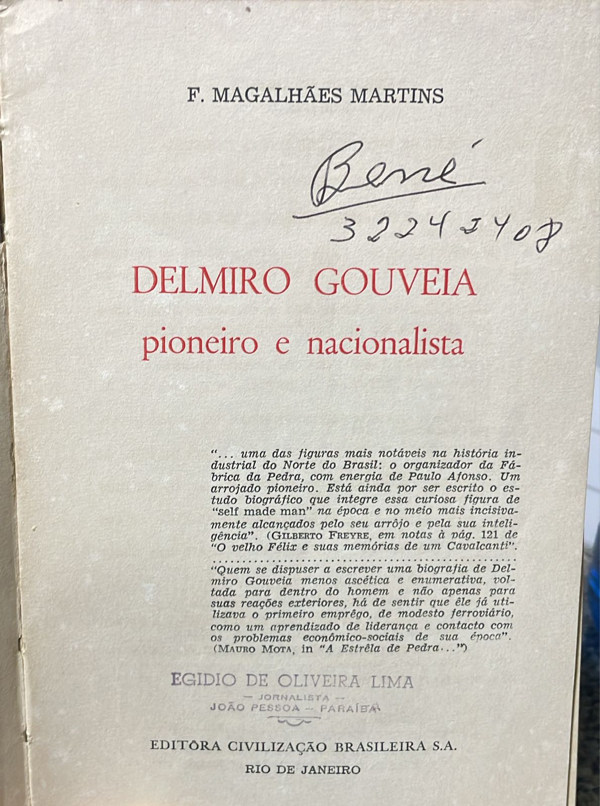 Delmiro Gouveia - Pioneiro E Nacionalista / reencadernado