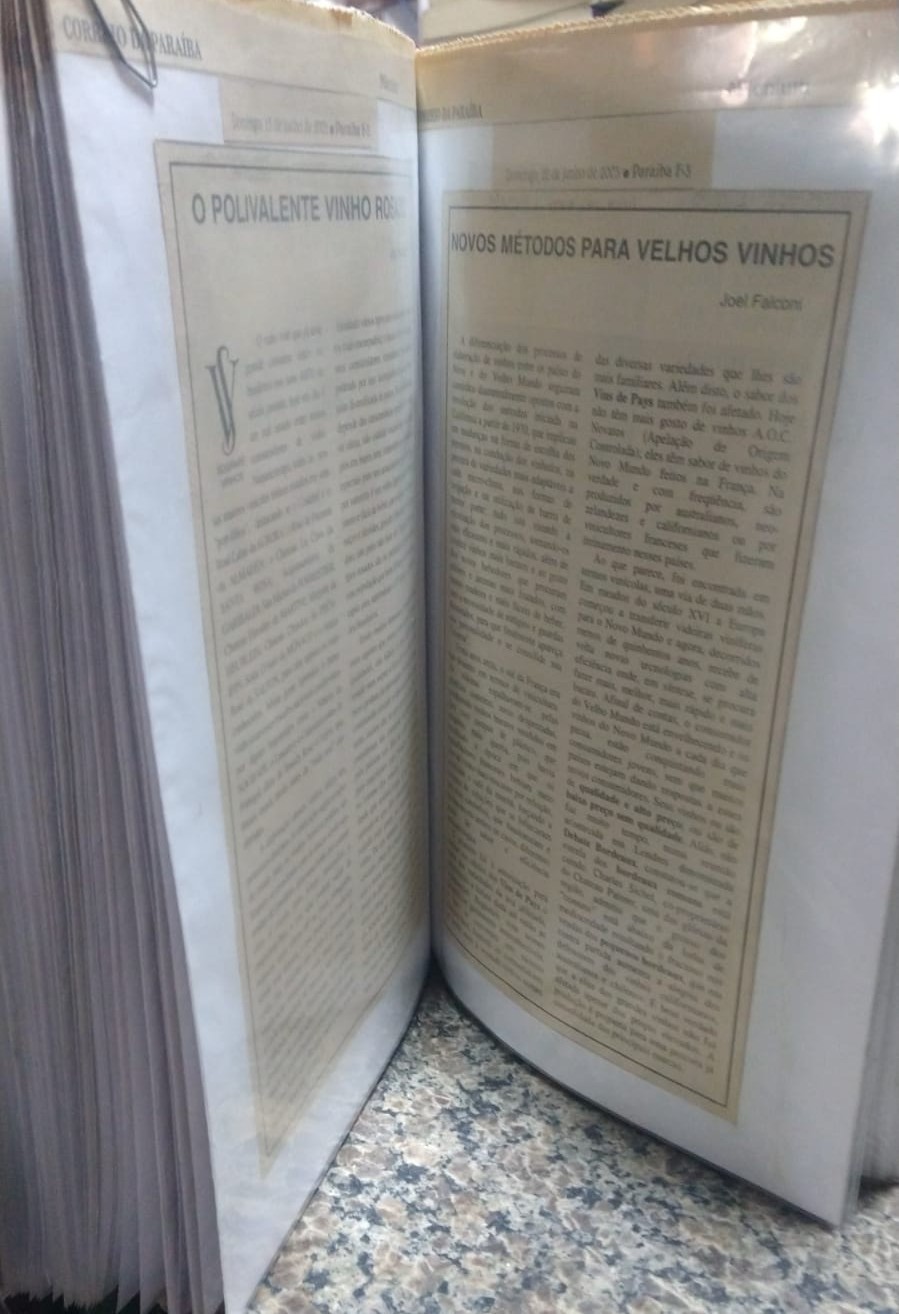 Vinhos: 180 Artigos publicados no Jornal Correio da Paraiba